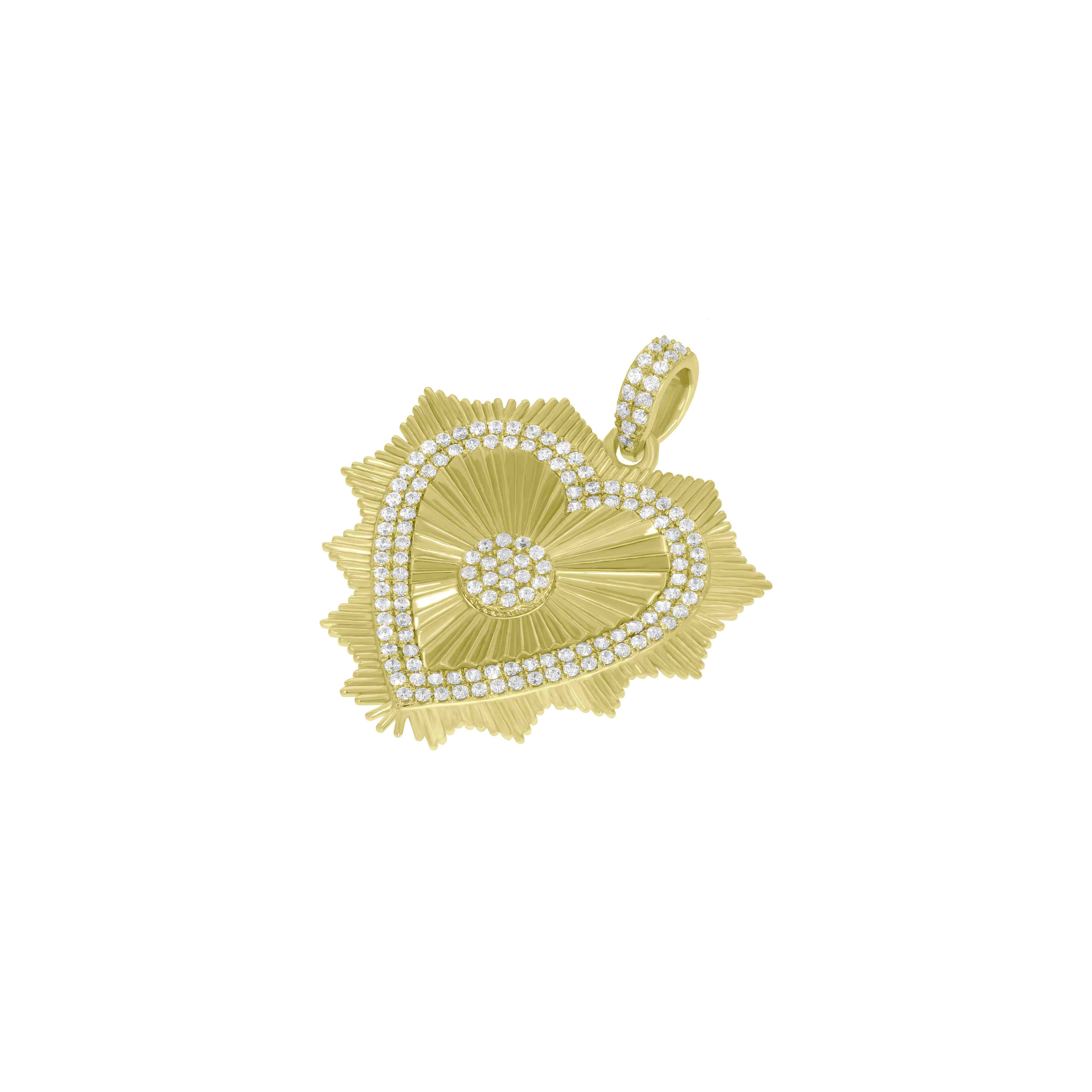 Fluted Heart Charm Diamond Pendant PD31322A12MM